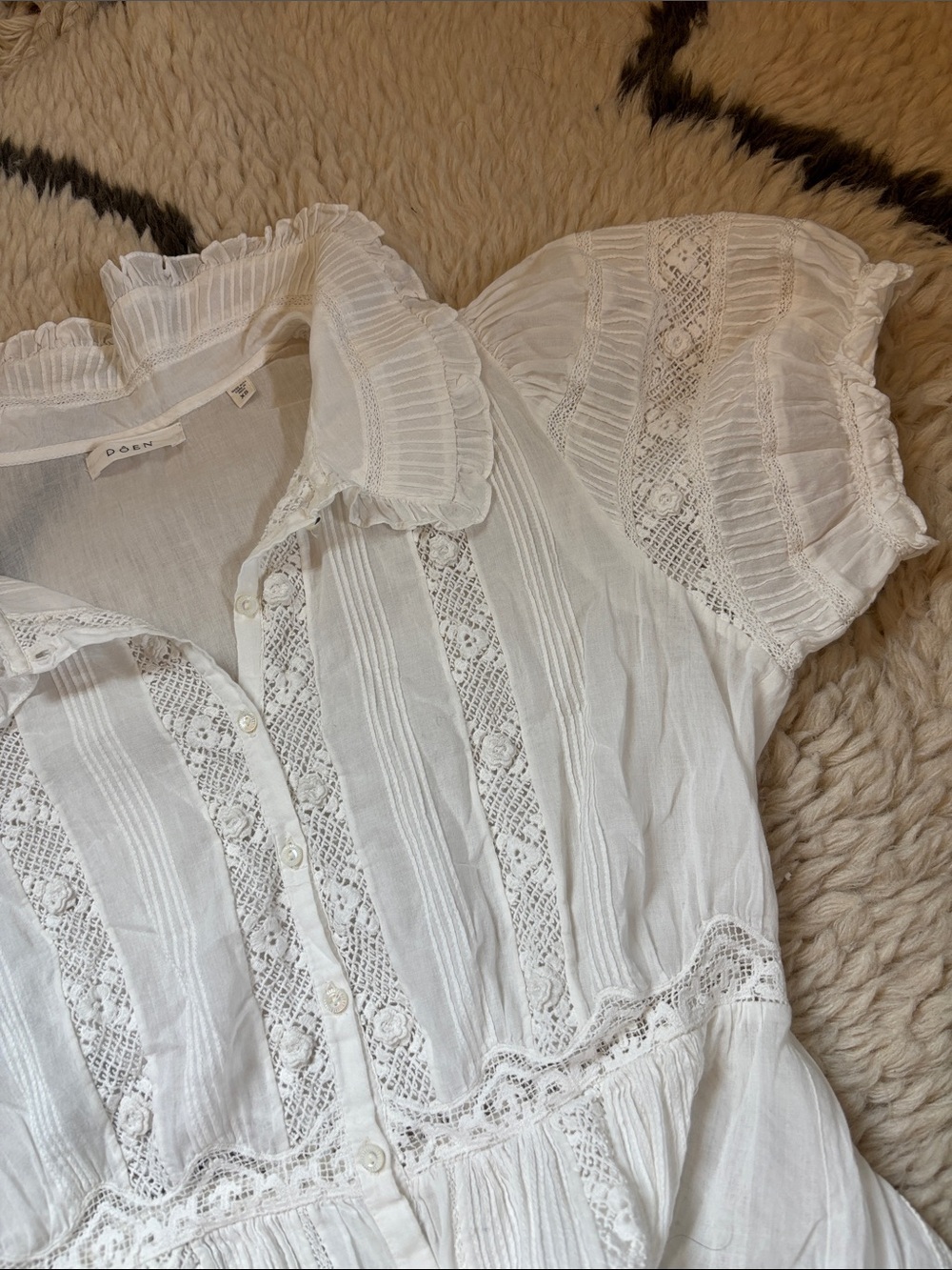 Doen Lace-Trim Cotton Dress with Peter Pan Collar - Picture 8 of 17